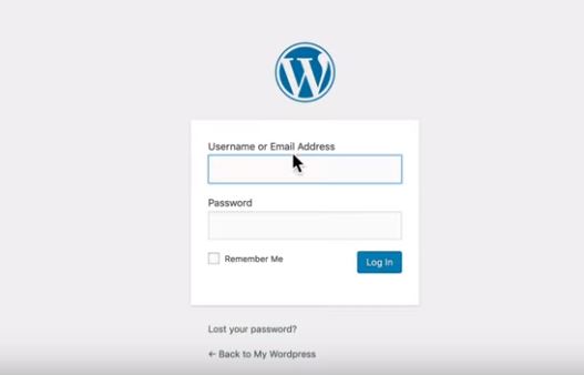 Screenshot showing how to login into your WordPress account.