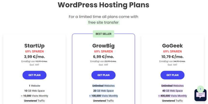 Image of Siteground hosting plans